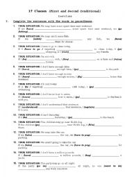 English Worksheet: if clauses