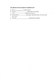 English Worksheet: Comparatives and superlatives practice
