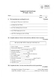 English Worksheet: Eight Grade Review