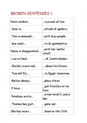 English Worksheet: Broken Sentences 2