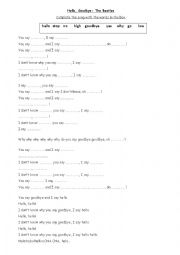 English Worksheet: Hello, Goodbye- The Beatles ESL Song Exercise