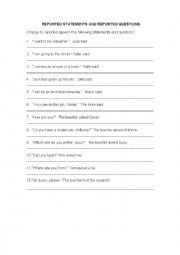 English Worksheet: REPORTED SPEECH