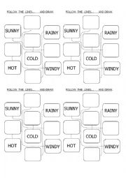 English Worksheet: Follow the lines and draw.