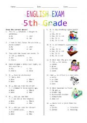 English Worksheet: 5th Grade Final Exam