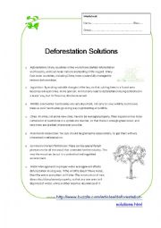 English Worksheet: Deforestation