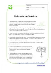 English Worksheet: Deforestation