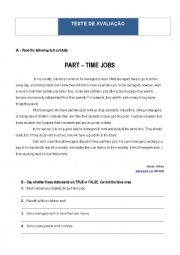English Worksheet: Part-time Jobs