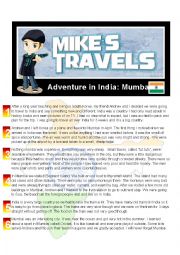 English Worksheet: Travel Story - India