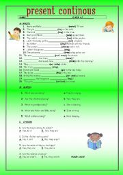 English Worksheet: present continous