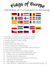 English Worksheet: The flags of Europe