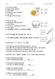 Past simple Q+A with [too / either / neither ]