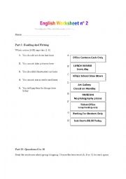 English Worksheet: Readings