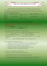 English Worksheet: The Future Perfect Tense