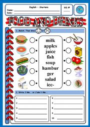 English Worksheet: FOOD & DRINKS WS 2