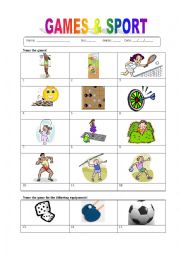 English Worksheet: Games and Sports