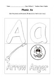 Worksheet for Phonic A
