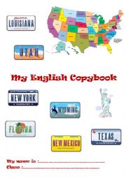 English Worksheet: Copybook cover school year 2014 licence plates