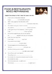 English Worksheet: Food & Restaurant Rephrasing & Writing Activities