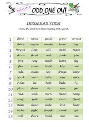 English Worksheet: ODD ONE OUT - Irregular Verbs