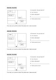 English Worksheet: asking the way - EASY