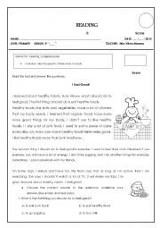 English Worksheet: Reading exercise