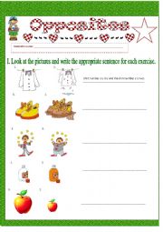 English Worksheet: opposites