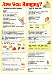 English Worksheet: Are you hungry?