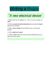 English Worksheet: WRITING GUIDE FOR A NEW DEVICE