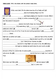 English Worksheet: Verb Cloze