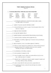 English Worksheet: Bruce Rogers TOEFL Reading Chapter 5 Vocabulary Test