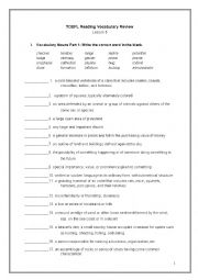 Bruce Rogers TOEFL Reading Chapter 5 Vocabulary Test