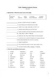 English Worksheet: Bruce Rogers TOEFL Reading Chapter 6 Vocabulary Test