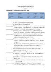 English Worksheet: Bruce Rogers TOEFL Reading Chapter 7 Vocabulary Test