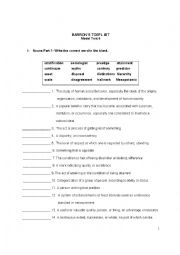 English Worksheet: BARRONS TOEFL Reading Vocabulary Model Test 4