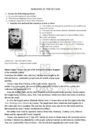 English Worksheet: Designer of the decade