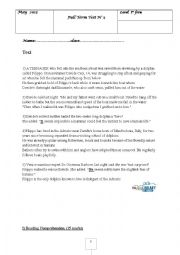 English Worksheet: a teenager saved from drowning by dolphin called filippo:a reading comprehension for 1st formers