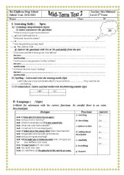 MID TERM TEST 2 8TH FORM