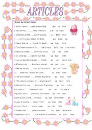 English Worksheet: ARTICLES