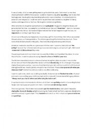English Worksheet: Good Manners Story