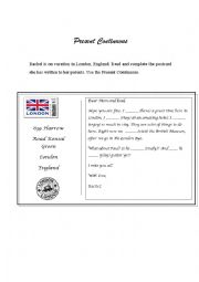 English Worksheet: Rachel is on vacation in London