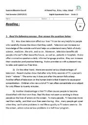 English Worksheet: Experiemental Exam - Grade  12