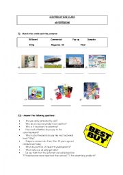 English Worksheet: Conversation class Advertising
