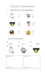 English Worksheet: Family Members