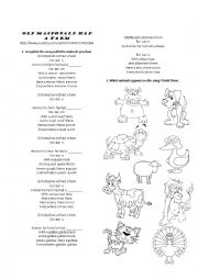 English Worksheet: Old Mac Donald had a farm- Animals