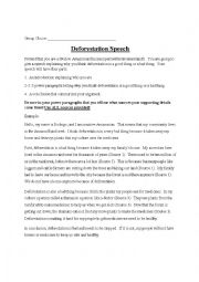 English Worksheet: deforestation speech