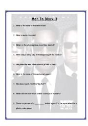 English Worksheet: Men in Black 3 