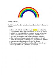English Worksheet: HIDDEN COLOURS (a word game)