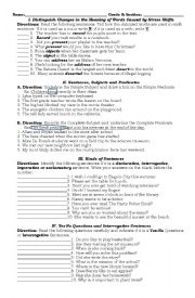 English Worksheet: Stress Shifts and Kinds of Sentences, Yes-No Questions, 