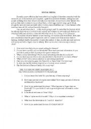 English Worksheet: SOCIAL MEDIA