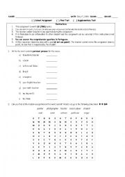 English Worksheet: English Test on occupations, personal pronouns and to be verb.